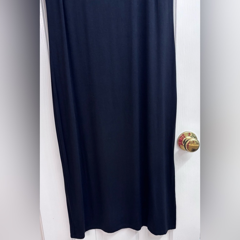 Calvin Klein Black Knit Slip Midi Dress Scoop Neck Stretch Rayon - Picture 11 of 16